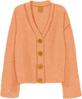 Textured Handdrawn Cutout Risograph Buttoned-down Sweater